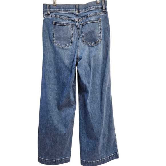 Spanx Seamed Front Wide Leg Retro 1970s style, Vintage Indigo Wash Pull On, L - Picture 4 of 13